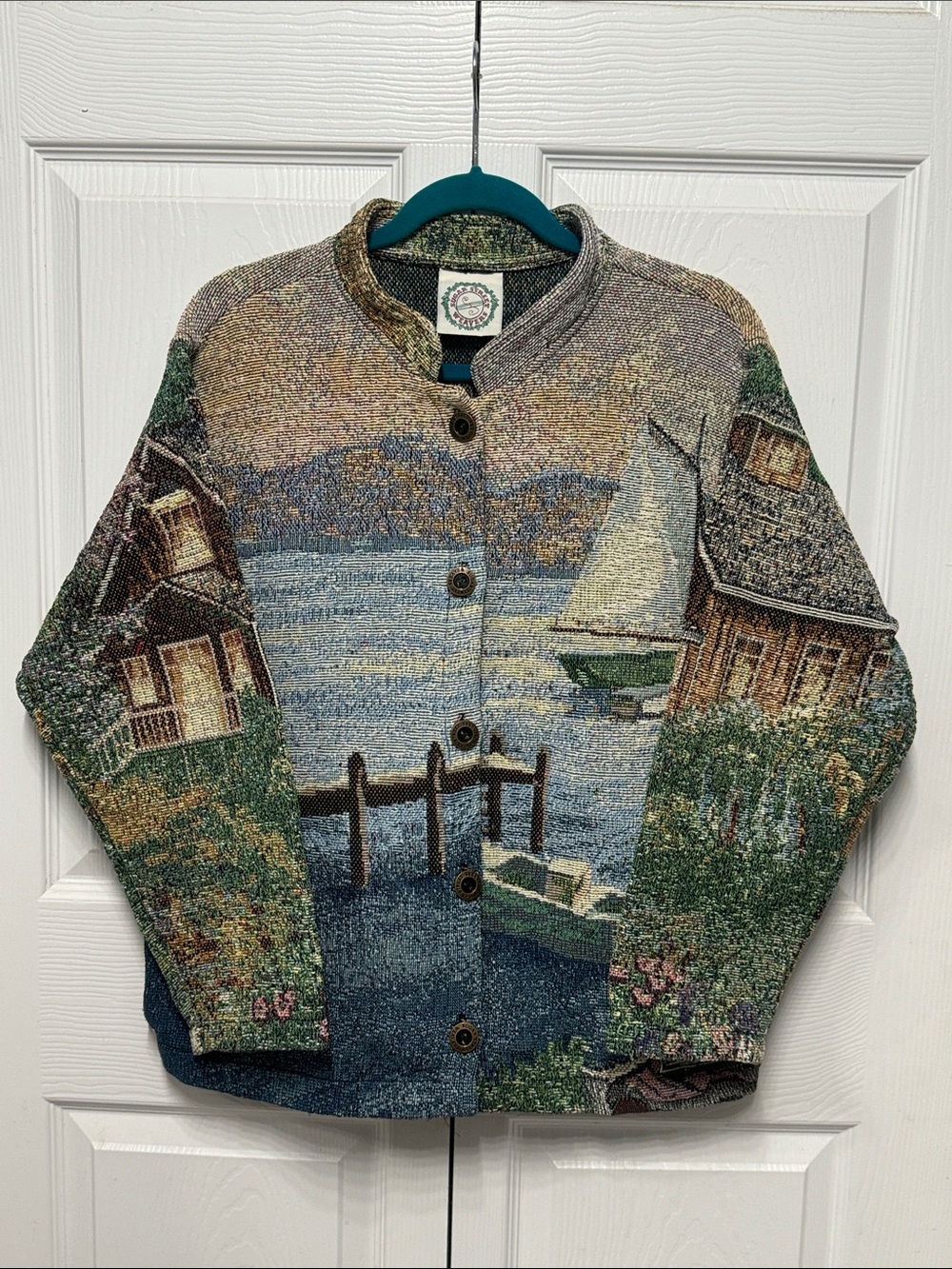 Scenic Lakeside Tapestry Jacket - Blue/Green